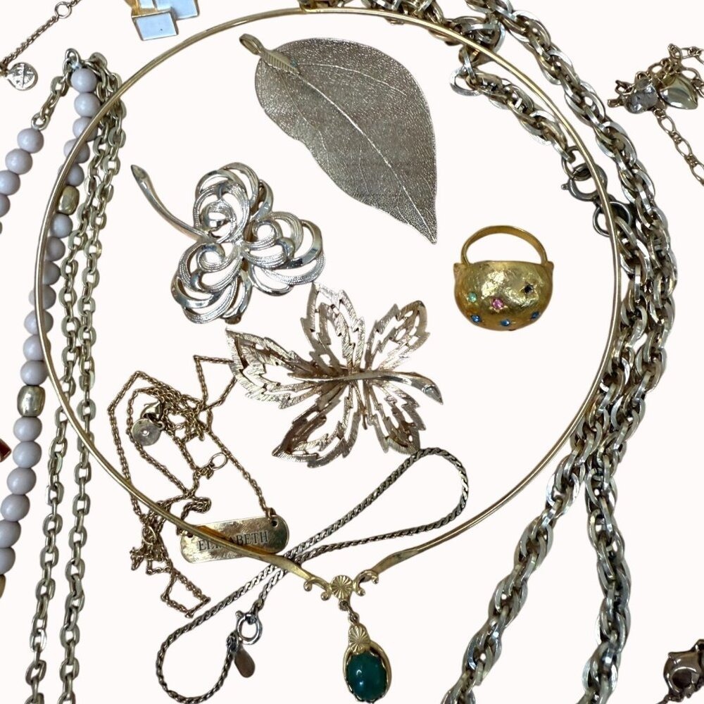Vintage Eclectic Boho Statement Gold Tone Jewelry Lot of 15 Guess Lucky Brand